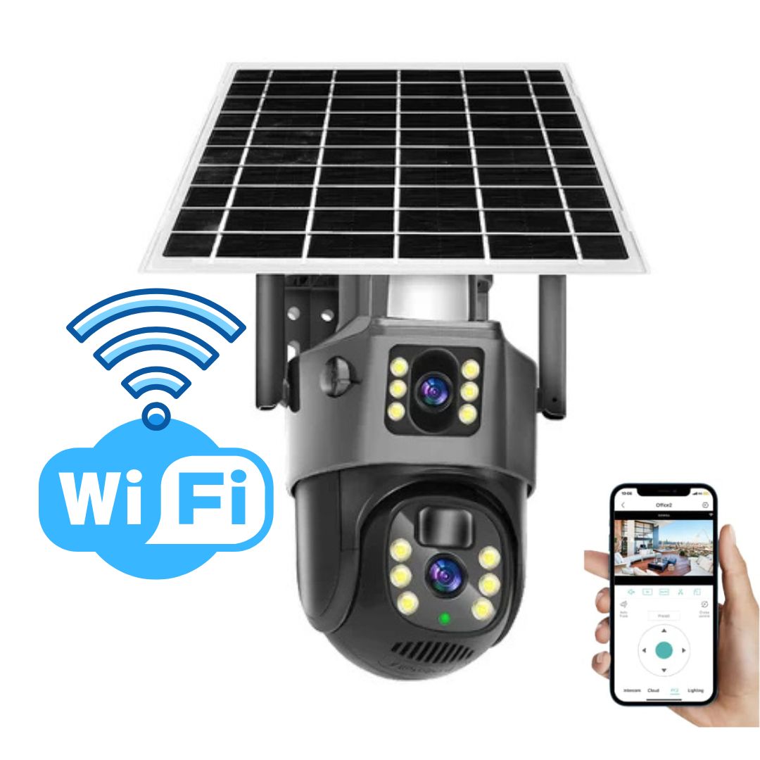Solar Dual-Lens Security Camera | 10x Zoom 360° PTZ | 12,000 mAh IP66 4G Wi-Fi | Vigiora