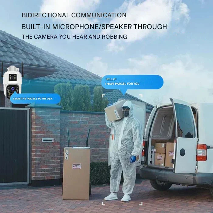 Solar Dual-Lens Security Camera | 10x Zoom 360° PTZ | 12,000 mAh IP66 4G Wi-Fi | Vigiora