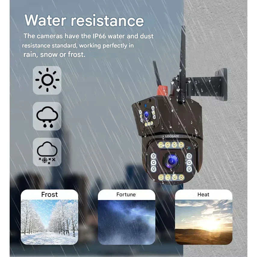 Solar Dual-Lens Security Camera | 10x Zoom 360° PTZ | 12,000 mAh IP66 4G Wi-Fi | Vigiora