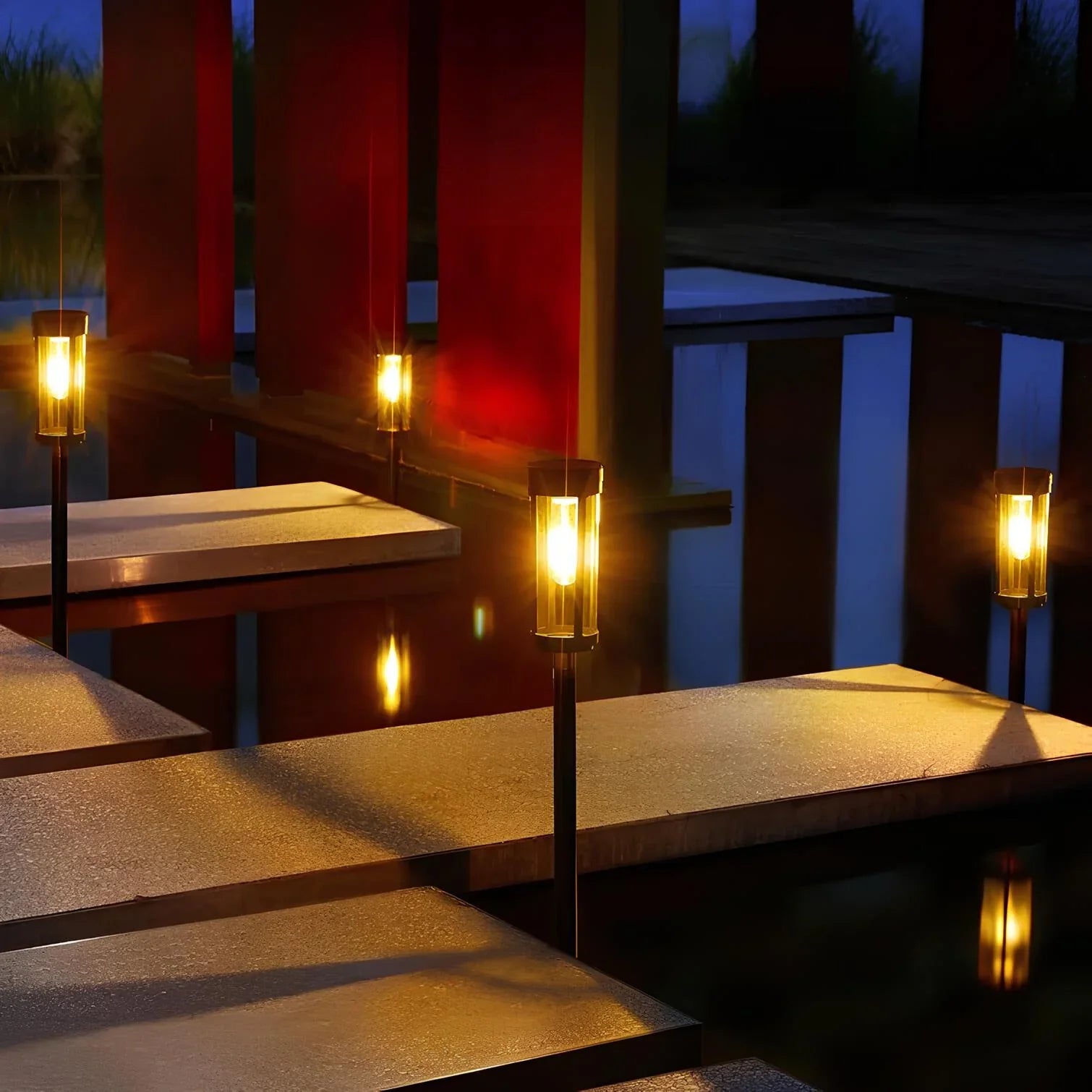 Solar Garden Torch Lights - Modern Pathway Lighting - Outdoor Lamp - Image 2
