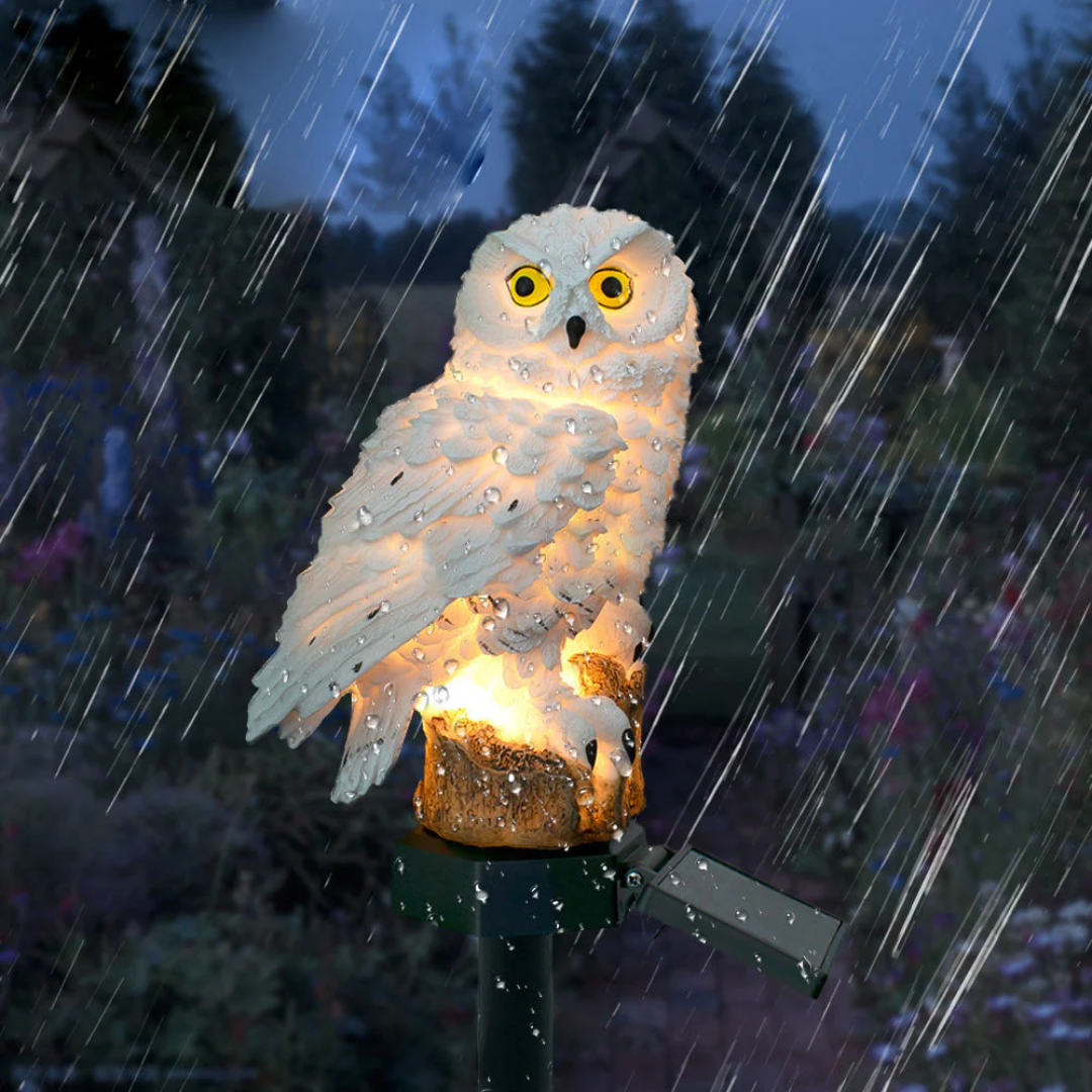 Solar Owl Garden Stake Lights - White ABS Resin - Outdoor LED Accent Lighting - Image 3