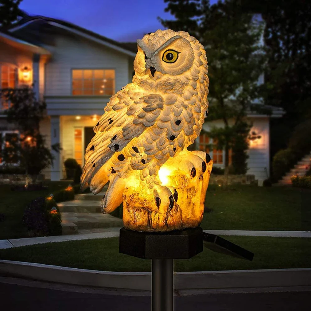 Solar Owl Garden Stake Lights - White ABS Resin - Outdoor LED Accent Lighting - Image 4