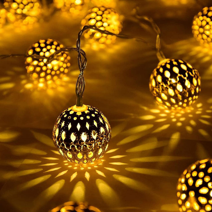 Solar String Lights - Moroccan Style Globe Fairy Lights - Weather Resistant - Image 1