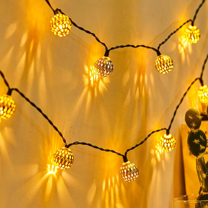 Solar String Lights - Moroccan Style Globe Fairy Lights - Weather Resistant - Image 2