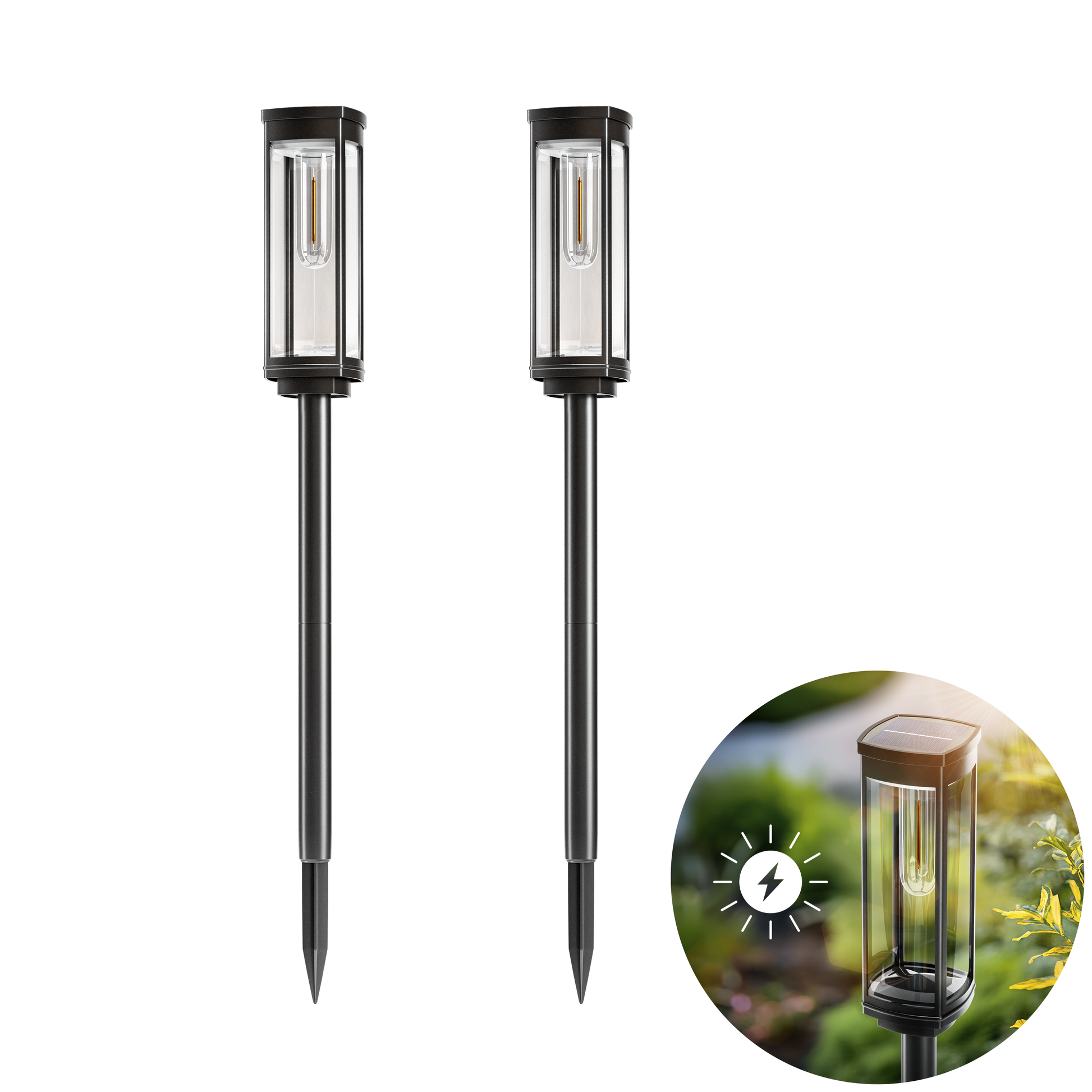 SOLEA Pathway Light - Black Metal and Glass - Modern Outdoor Garden Stake Light - Image 1