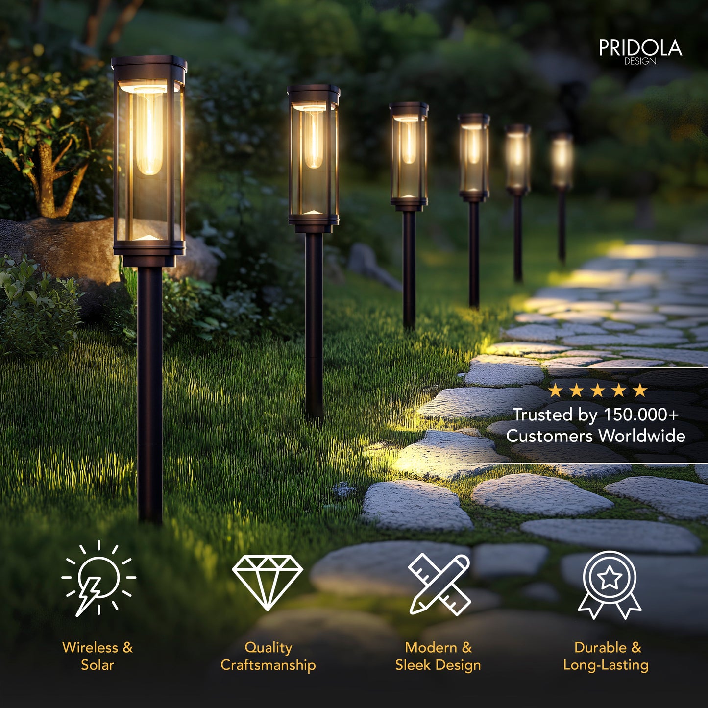 SOLEA Pathway Light - Black Metal and Glass - Modern Outdoor Garden Stake Light - Image 2