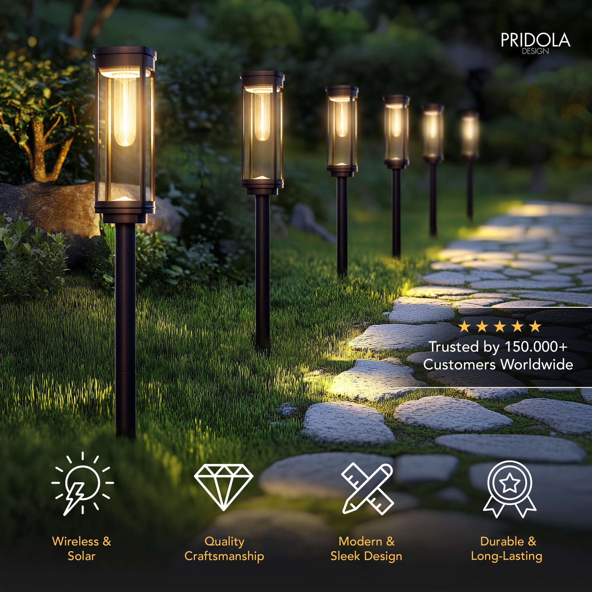 SOLEA Pathway Light - Black Metal and Glass - Modern Outdoor Garden Stake Light - Image 2