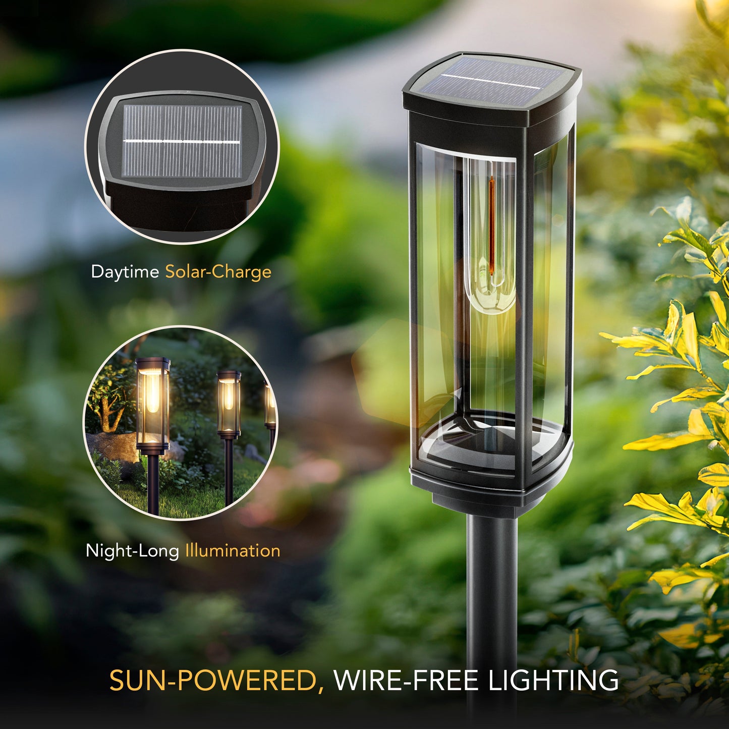 SOLEA Pathway Light - Black Metal and Glass - Modern Outdoor Garden Stake Light - Image 3