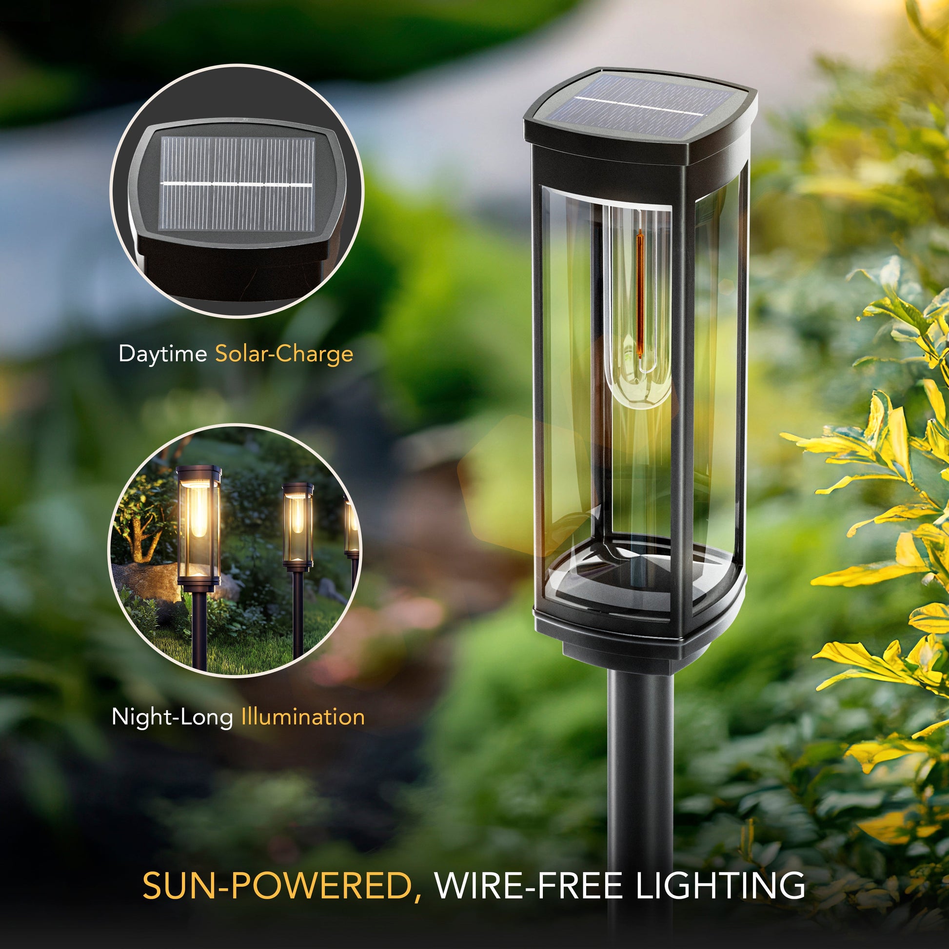 SOLEA Pathway Light - Black Metal and Glass - Modern Outdoor Garden Stake Light - Image 3