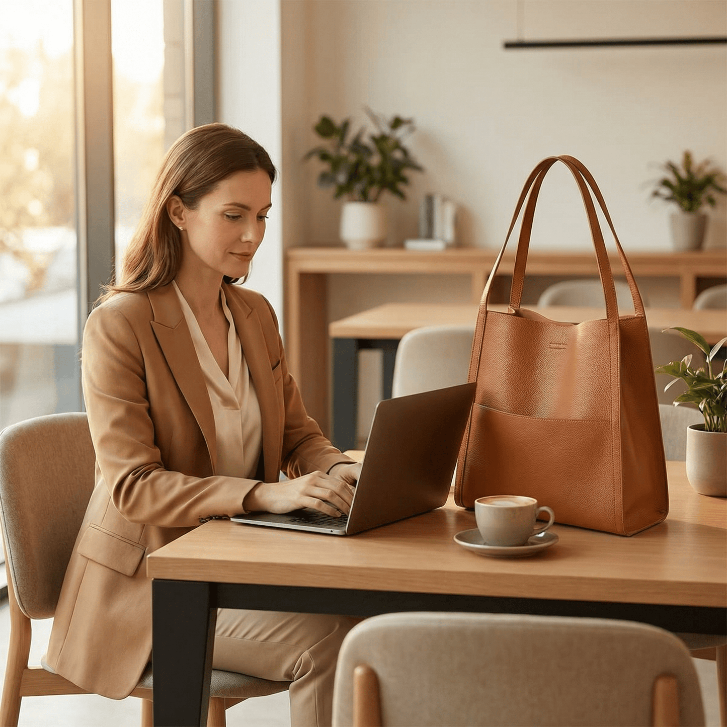 Solenne – Soft Leather Shoulder Tote Bag