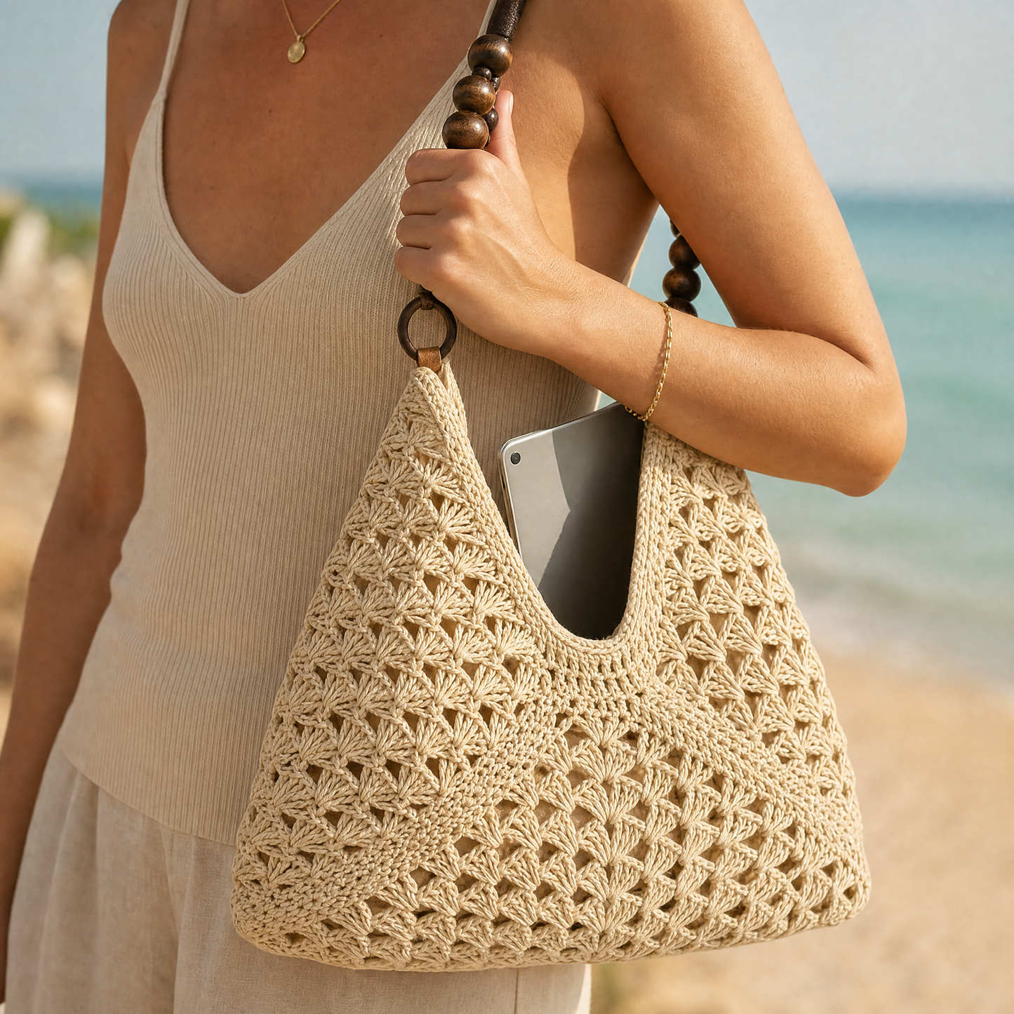 Solèra – Crochet Summer Tote with Hidden Lining