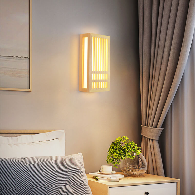 Solid Wood LED Wall Light - Modern Rectangular Sconce - Stylish Illumination - Image 2
