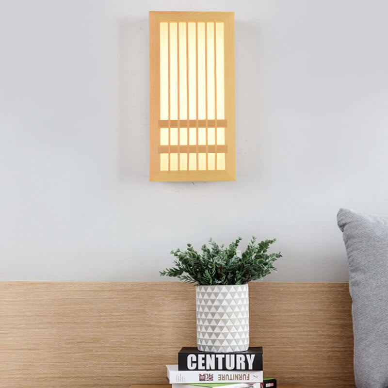 Solid Wood LED Wall Light - Modern Rectangular Sconce - Stylish Illumination - Image 3