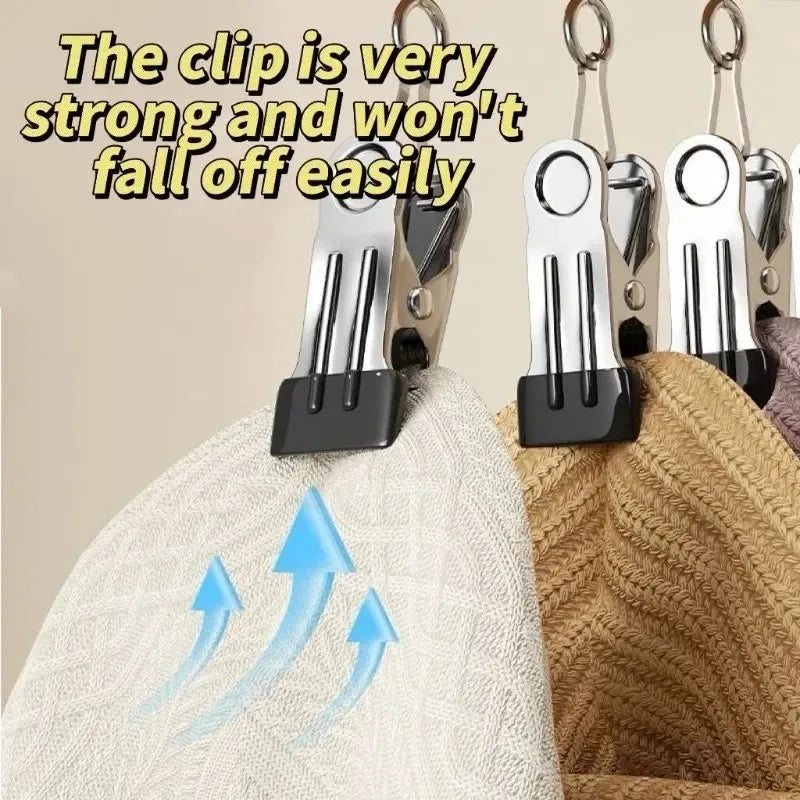 Space-Saving Wooden Multi-Clip Hanger with 12 Clips
