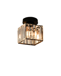 Square Crystal Glass Ceiling Light - Modern Flush Mount Fixture - Elegant Home Lighting