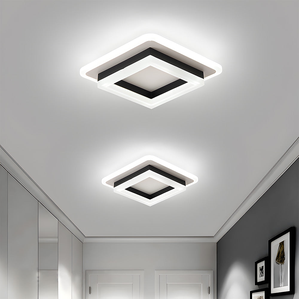 Square LED Ceiling Light - Modern Hallway or Bedroom Flush Mount Fixture - Image 1