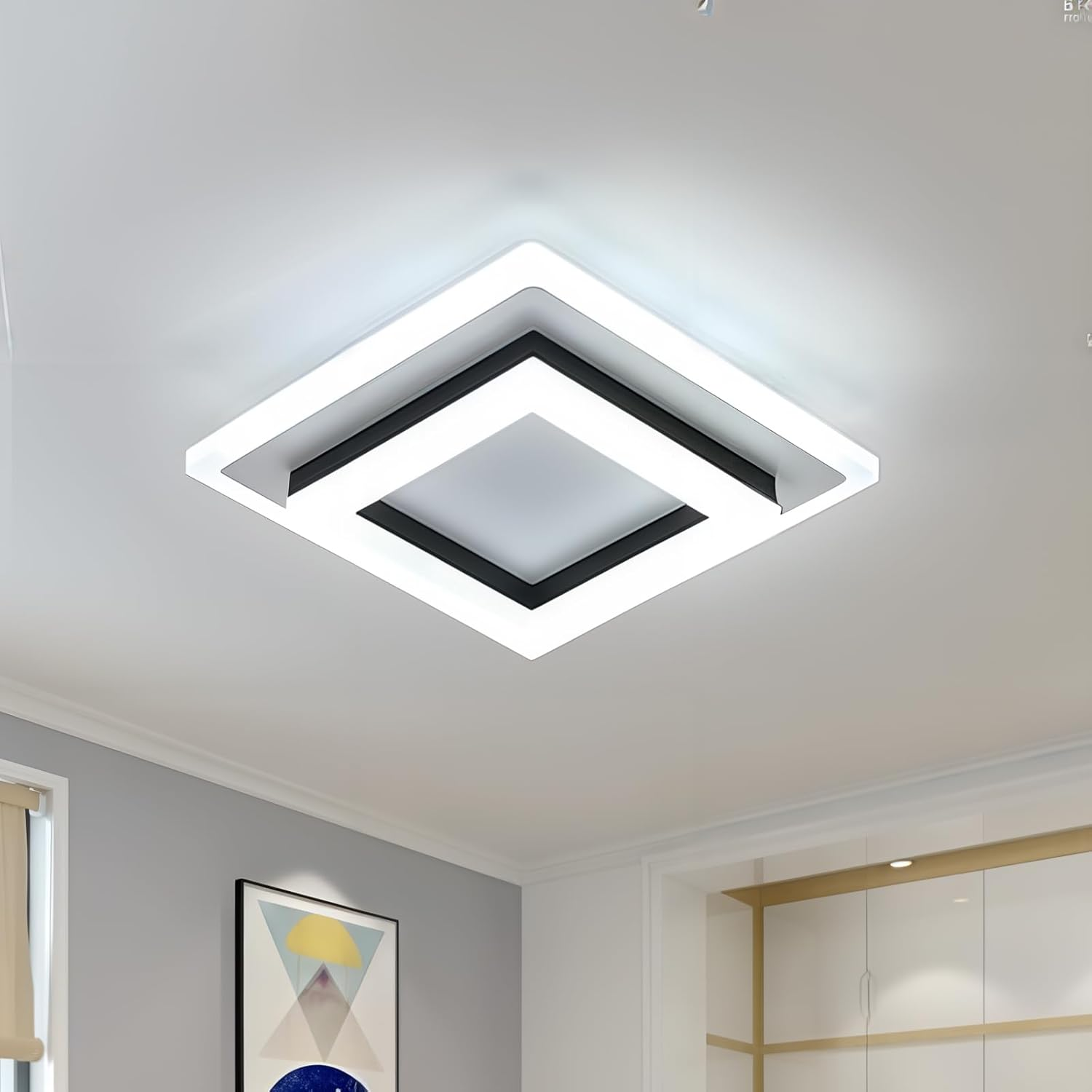 Square LED Ceiling Light - Modern Hallway or Bedroom Flush Mount Fixture - Image 2