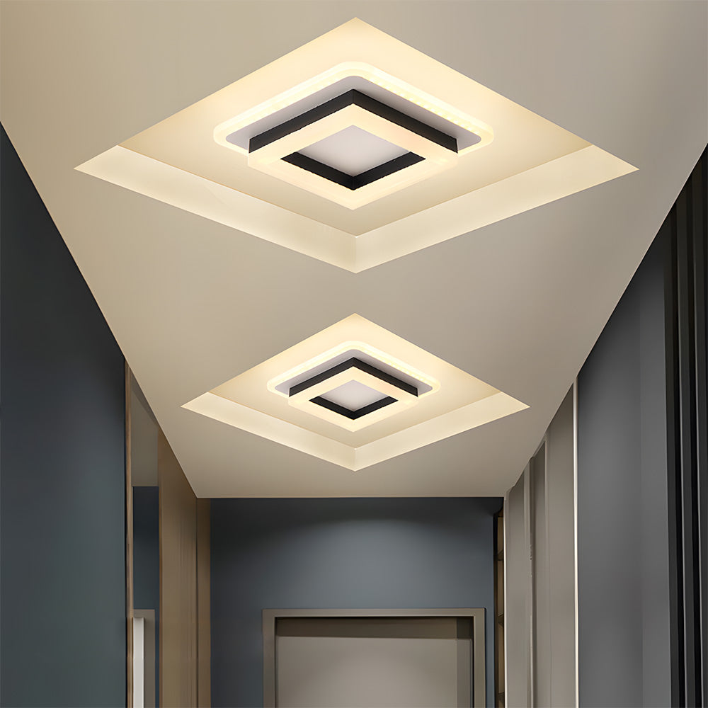 Square LED Ceiling Light - Modern Hallway or Bedroom Flush Mount Fixture - Image 4