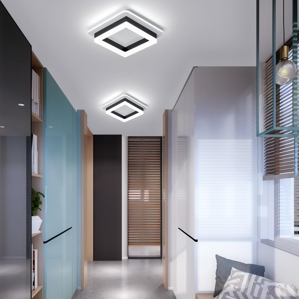 Square LED Ceiling Light - Modern Hallway or Bedroom Flush Mount Fixture - Image 5
