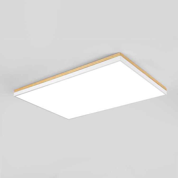 Square Wooden LED Ceiling Light - Modern Flush Mount - Stylish Fixture - Image 1