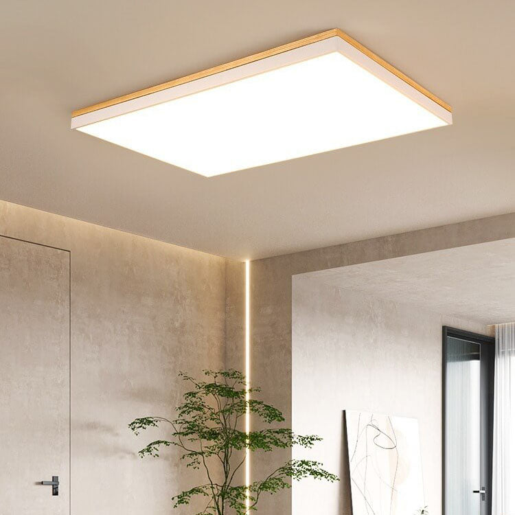 Square Wooden LED Ceiling Light - Modern Flush Mount - Stylish Fixture - Image 2