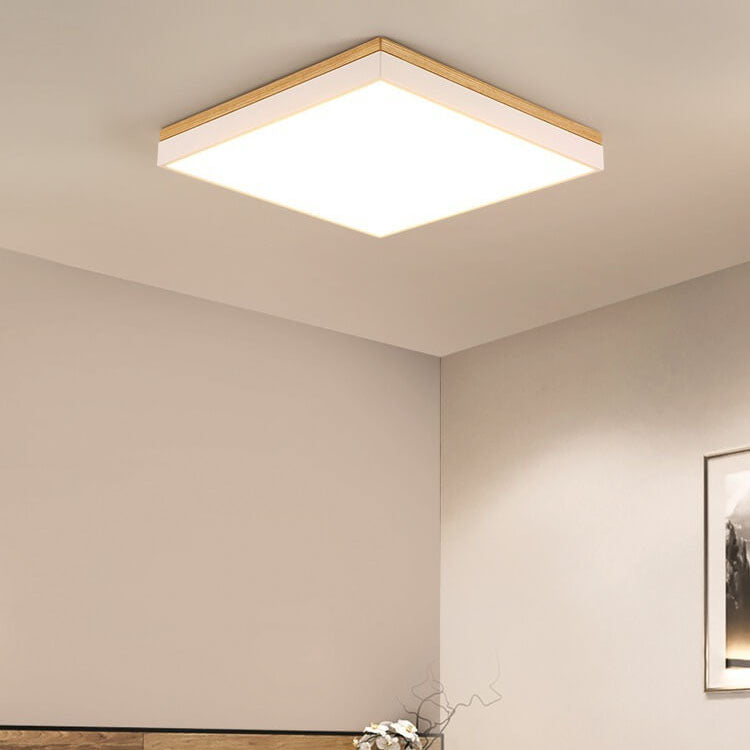 Square Wooden LED Ceiling Light - Modern Flush Mount - Stylish Fixture - Image 3