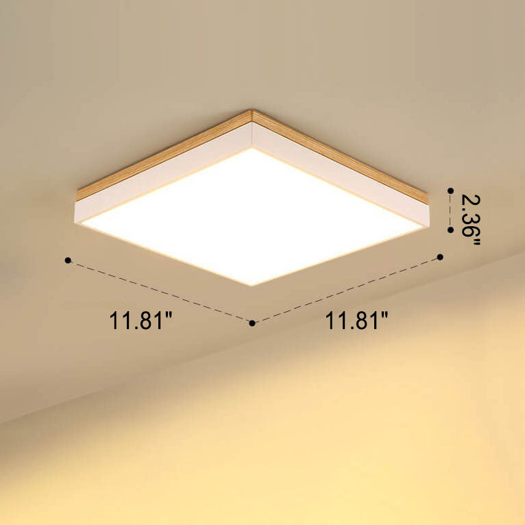Square Wooden LED Ceiling Light - Modern Flush Mount - Stylish Fixture - Image 4