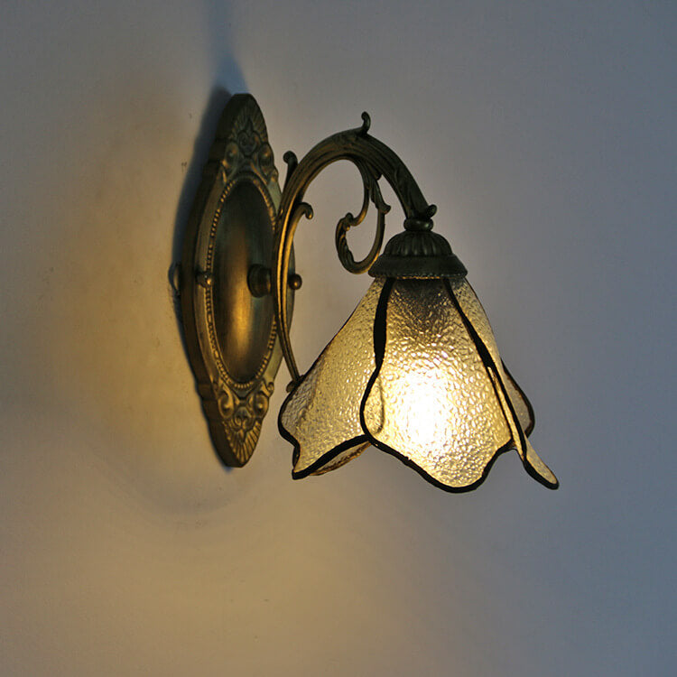 Stained Glass Wall Light - Flower Design - Vintage Style - 1-Light - Image 4