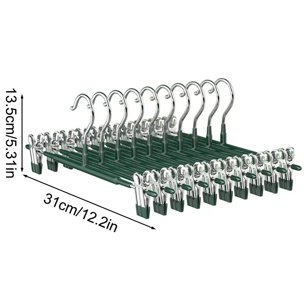Stainless Steel Hangers with Clips - Adjustable & Non-Slip Space-Saving Hangers for Skirts, Pants & Underwear