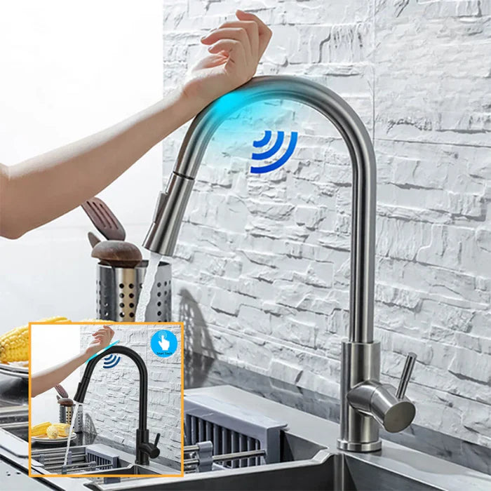 Stainless Steel Kitchen Faucet - Pull-Out Sprayer - Sensor Control - Modern - Image 2