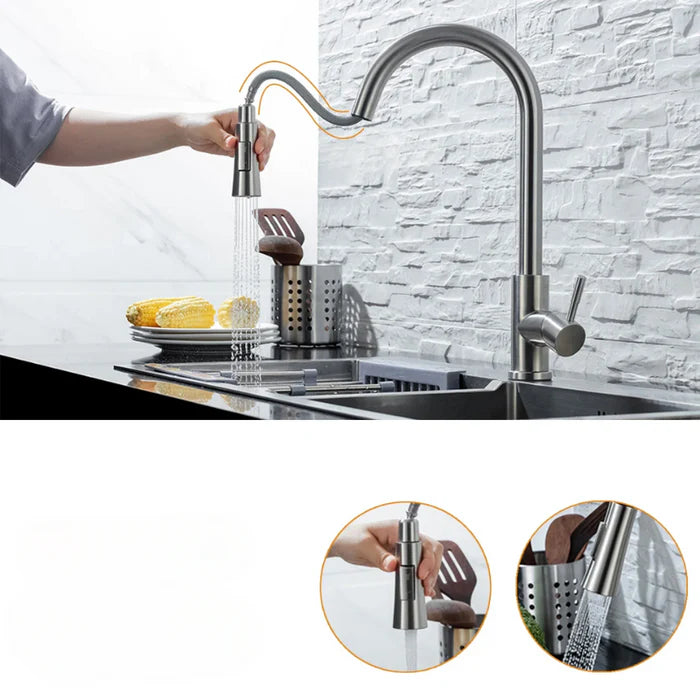 Stainless Steel Kitchen Faucet - Pull-Out Sprayer - Sensor Control - Modern - Image 5