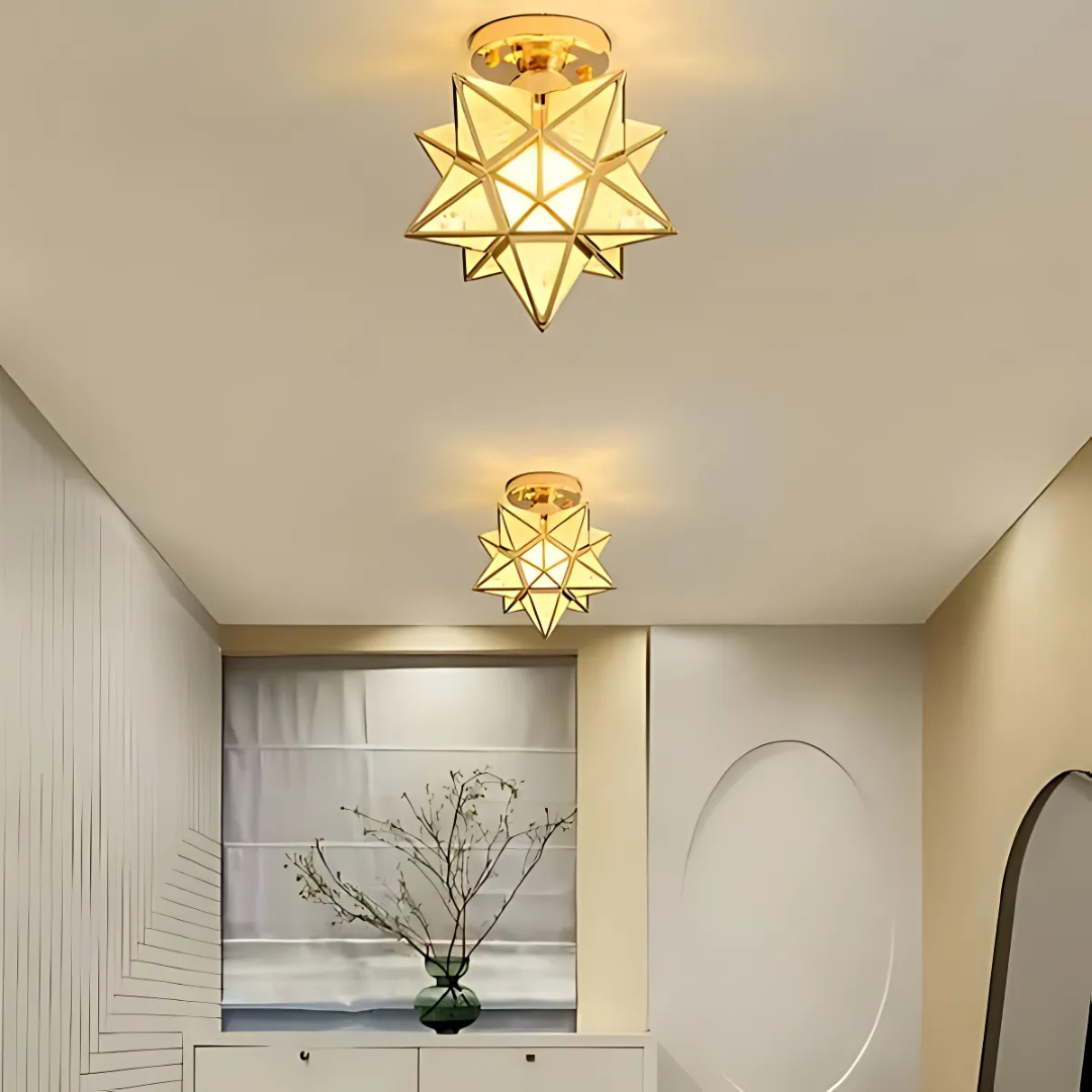 Star Glass Ceiling Light - Modern Geometric Fixture - Stylish Home Lighting - Image 1