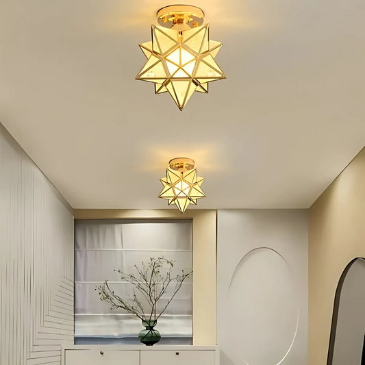 Star Glass Ceiling Light - Modern Geometric Fixture - Stylish Home Lighting - Image 1