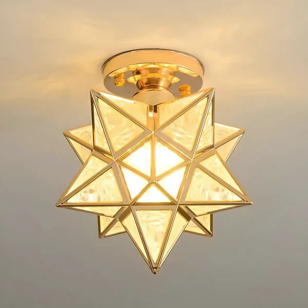 Star Glass Ceiling Light - Modern Geometric Fixture - Stylish Home Lighting - Image 2