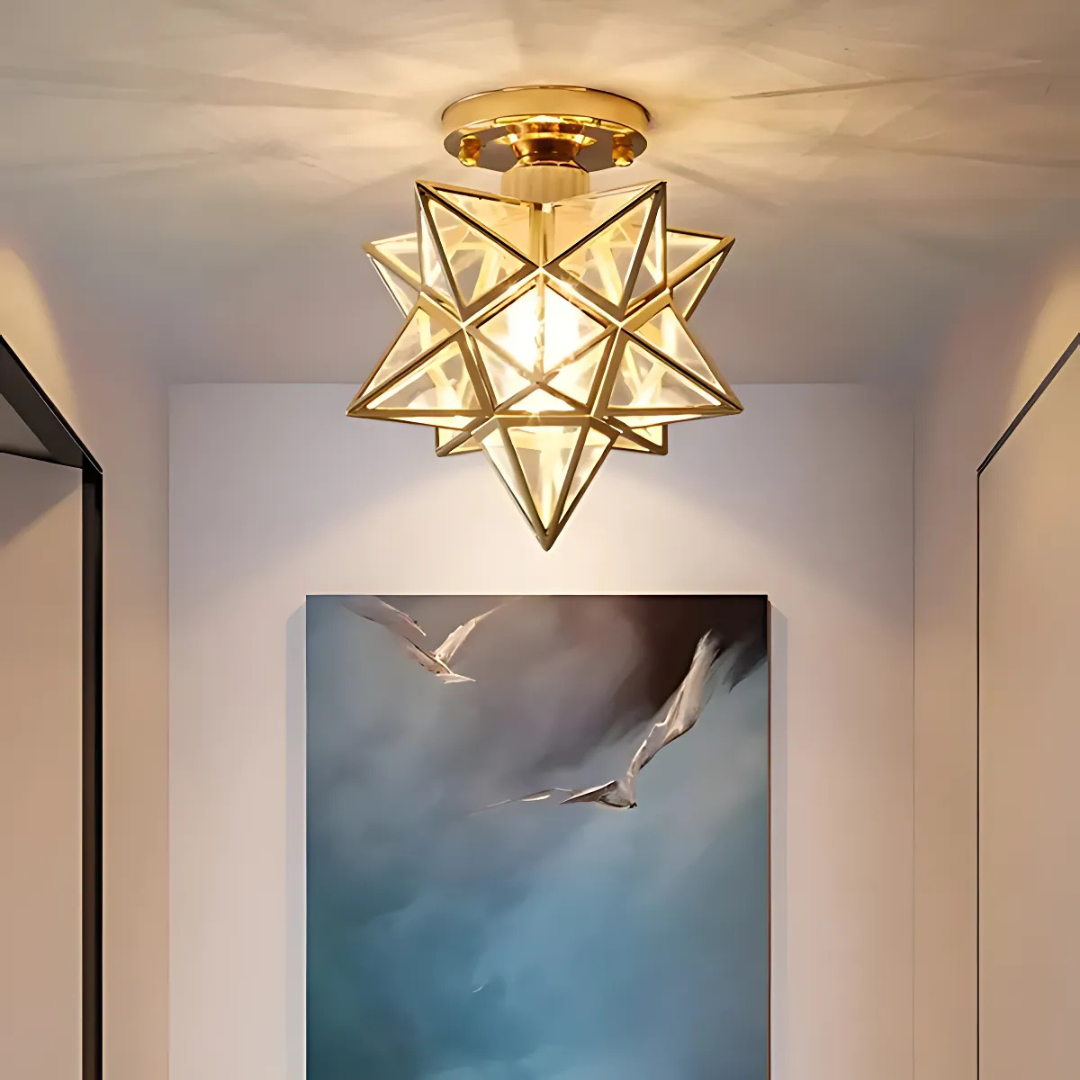 Star Glass Ceiling Light - Modern Geometric Fixture - Stylish Home Lighting - Image 3