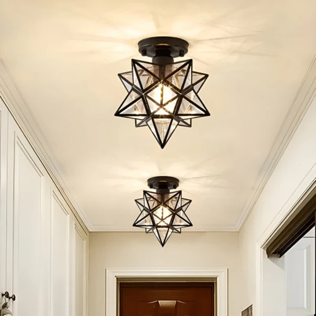 Star Glass Ceiling Light - Modern Geometric Fixture - Stylish Home Lighting - Image 4