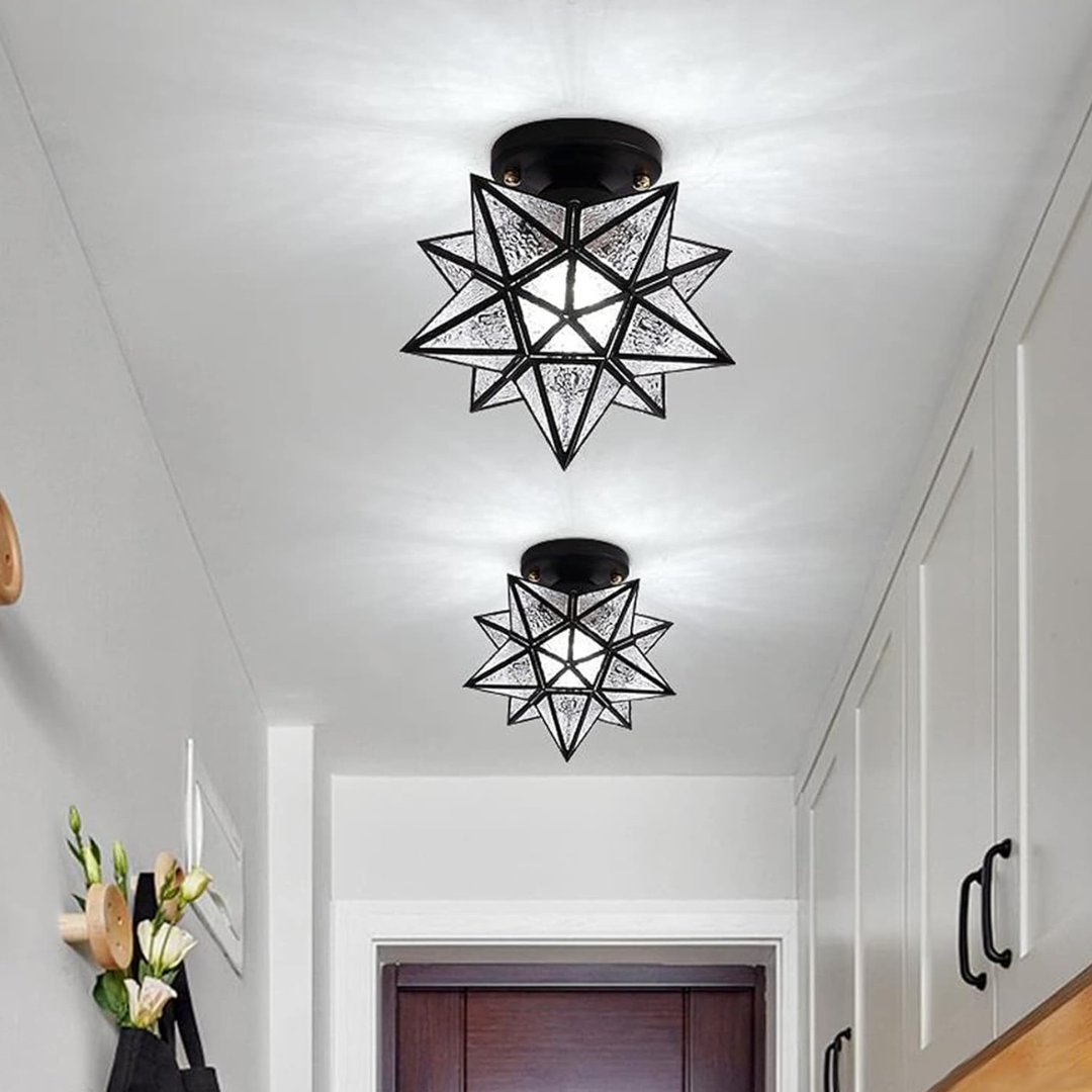 Star Glass Ceiling Light - Modern Geometric Fixture - Stylish Home Lighting - Image 5
