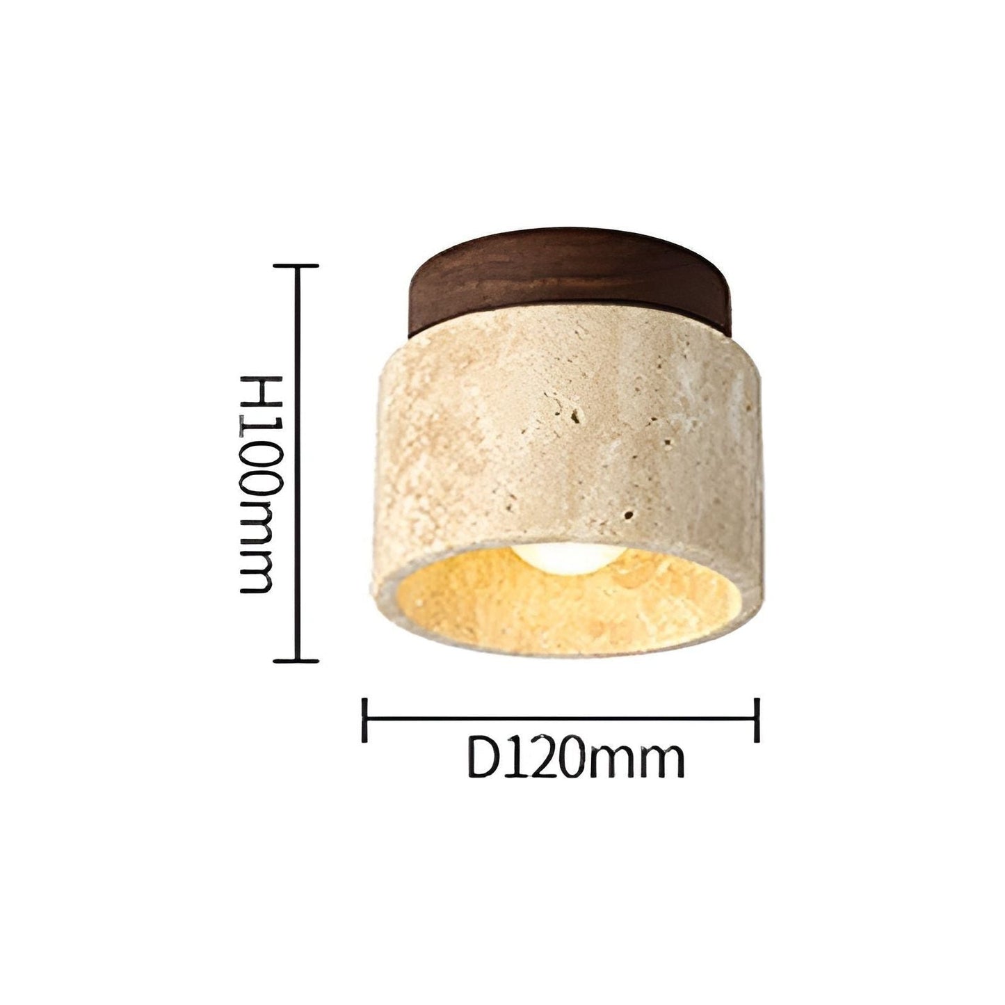 Stone Cylinder Ceiling Light - Wood and Marble Finish - Wabi Sabi Style - Image 5