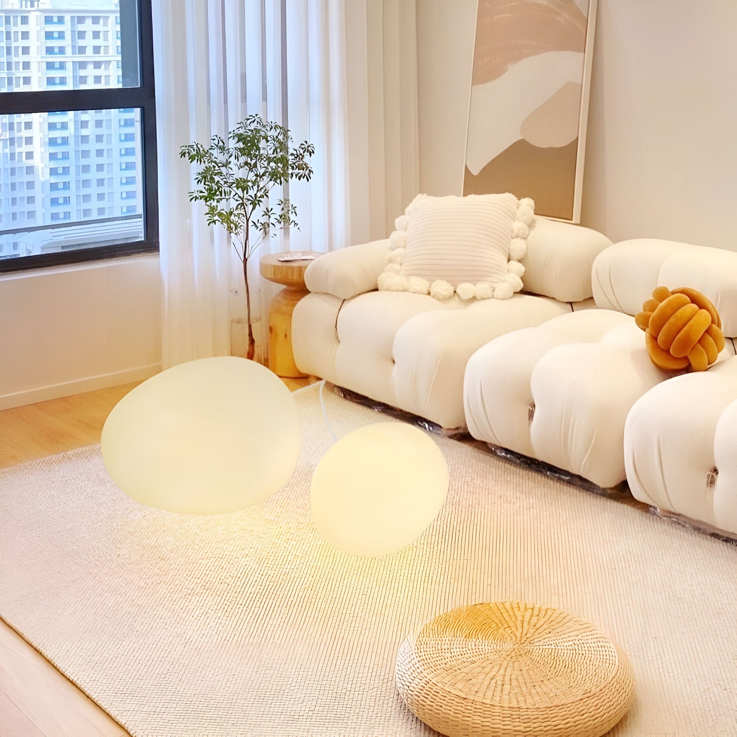 Stone-Shaped LED Table Lamp - Modern Accent Lighting - PE Material - Image 3