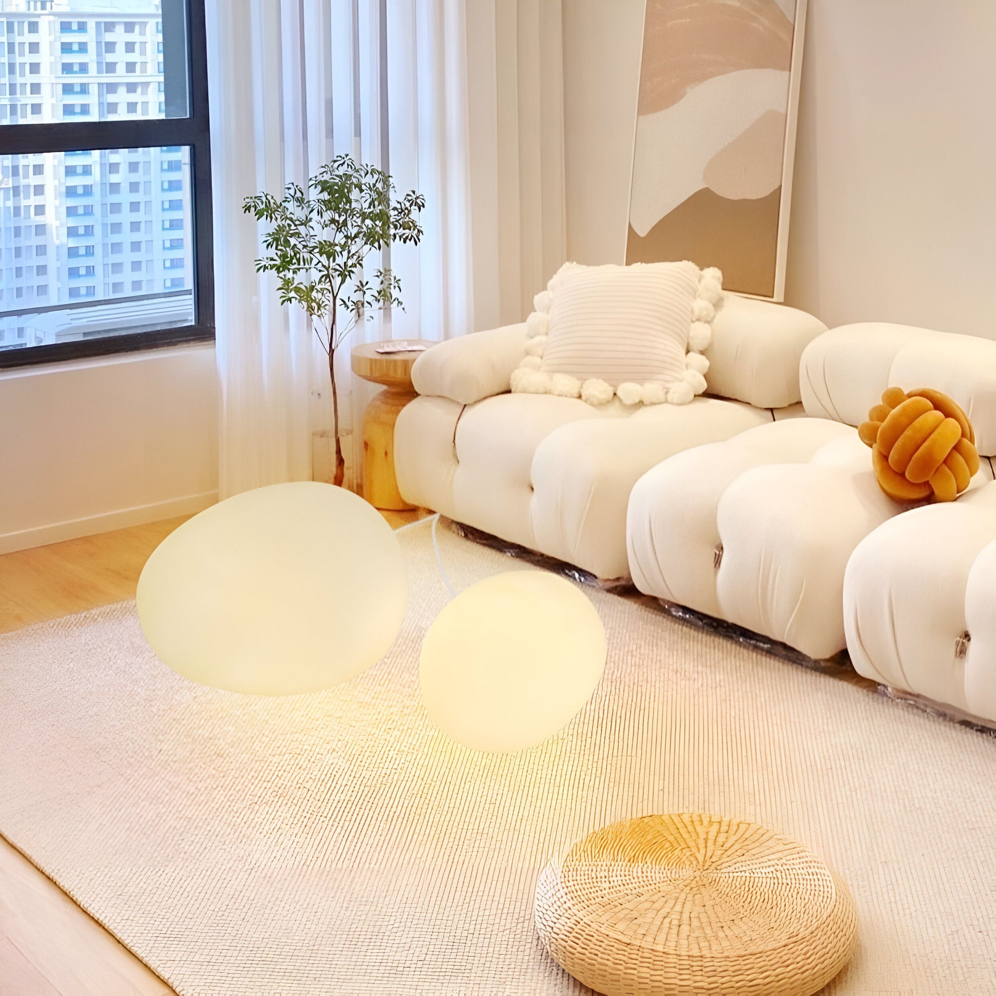 Stone-Shaped LED Table Lamp - Modern Accent Lighting - PE Material - Image 3