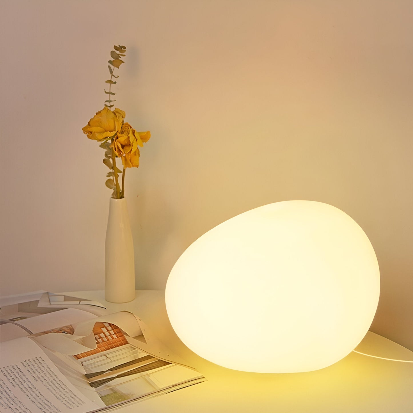 Stone-Shaped LED Table Lamp - Modern Accent Lighting - PE Material - Image 4