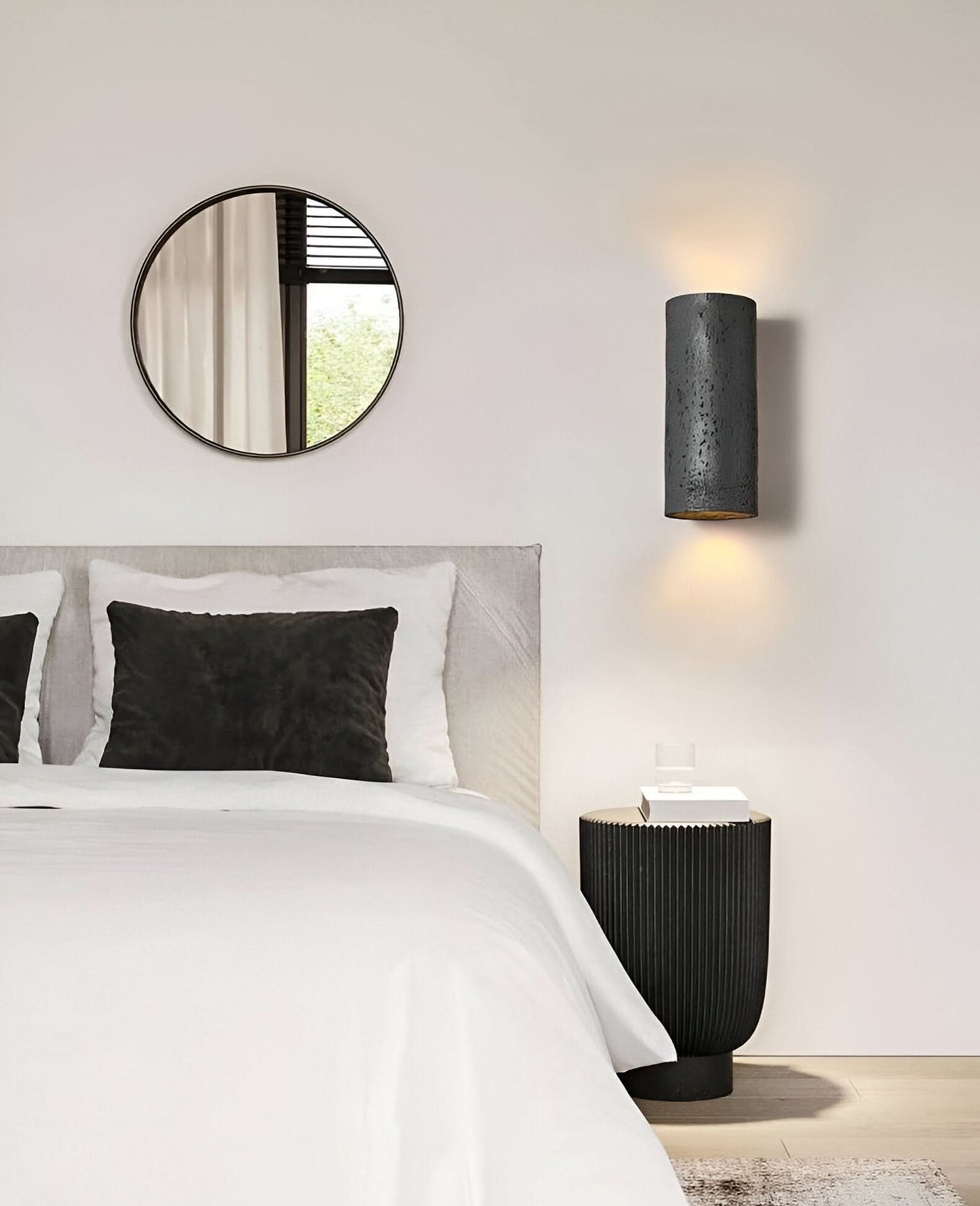 StoneBeam LED Cylinder Wall Light – Set of 2