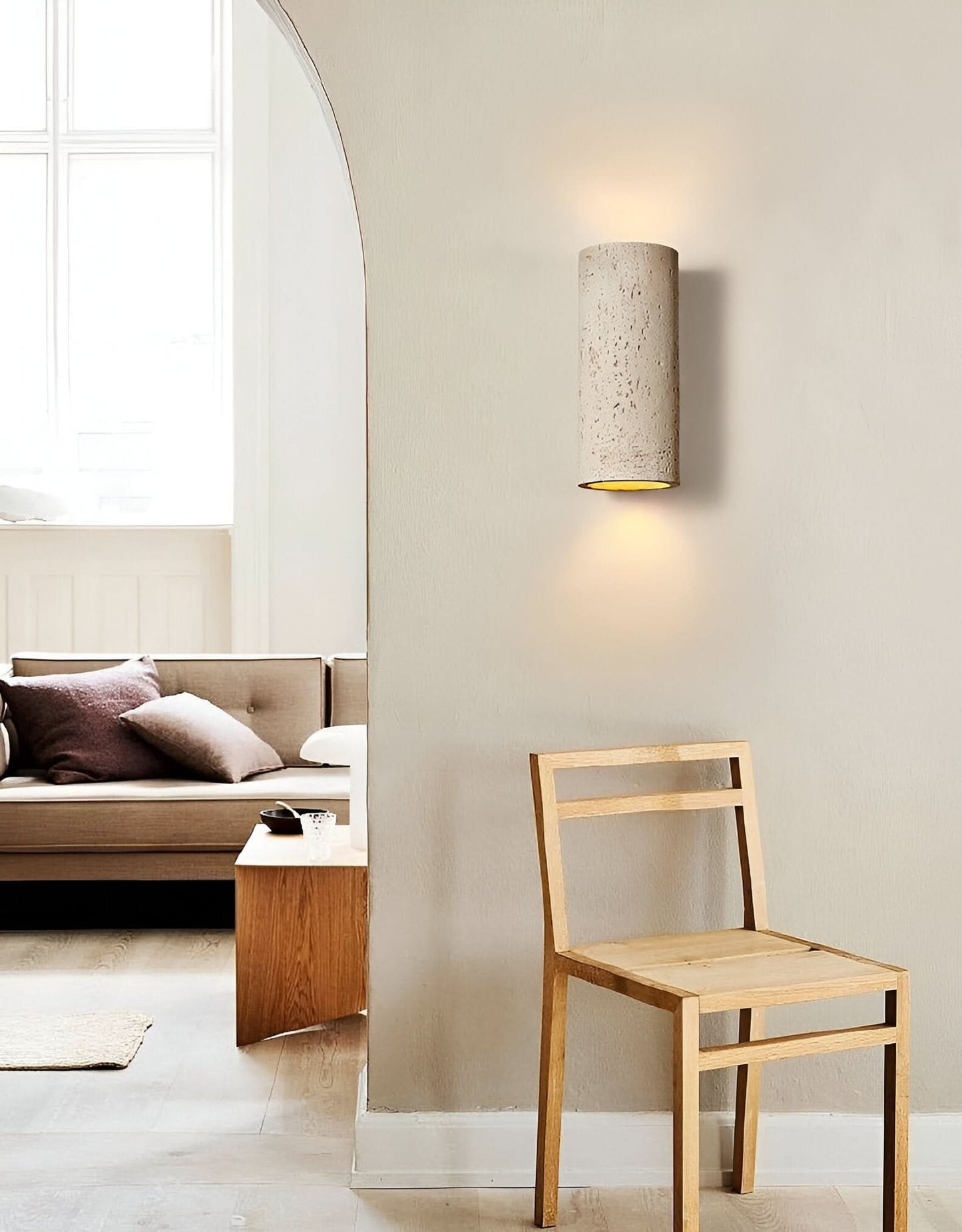 StoneBeam LED Cylinder Wall Light – Set of 2