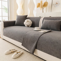 Stretch Fitted Reversible Sofa Slipcover with Non-Slip Backing and Plush Microfleece