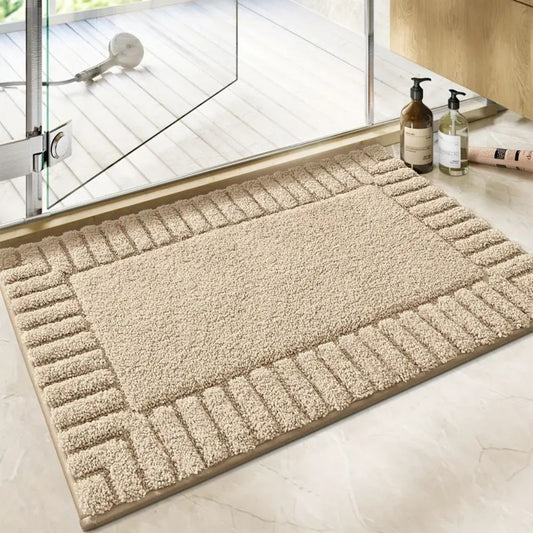 Stylish Flocking Bath Rug - Elegant Stripe Design - Soft Texture Mat - Image 1