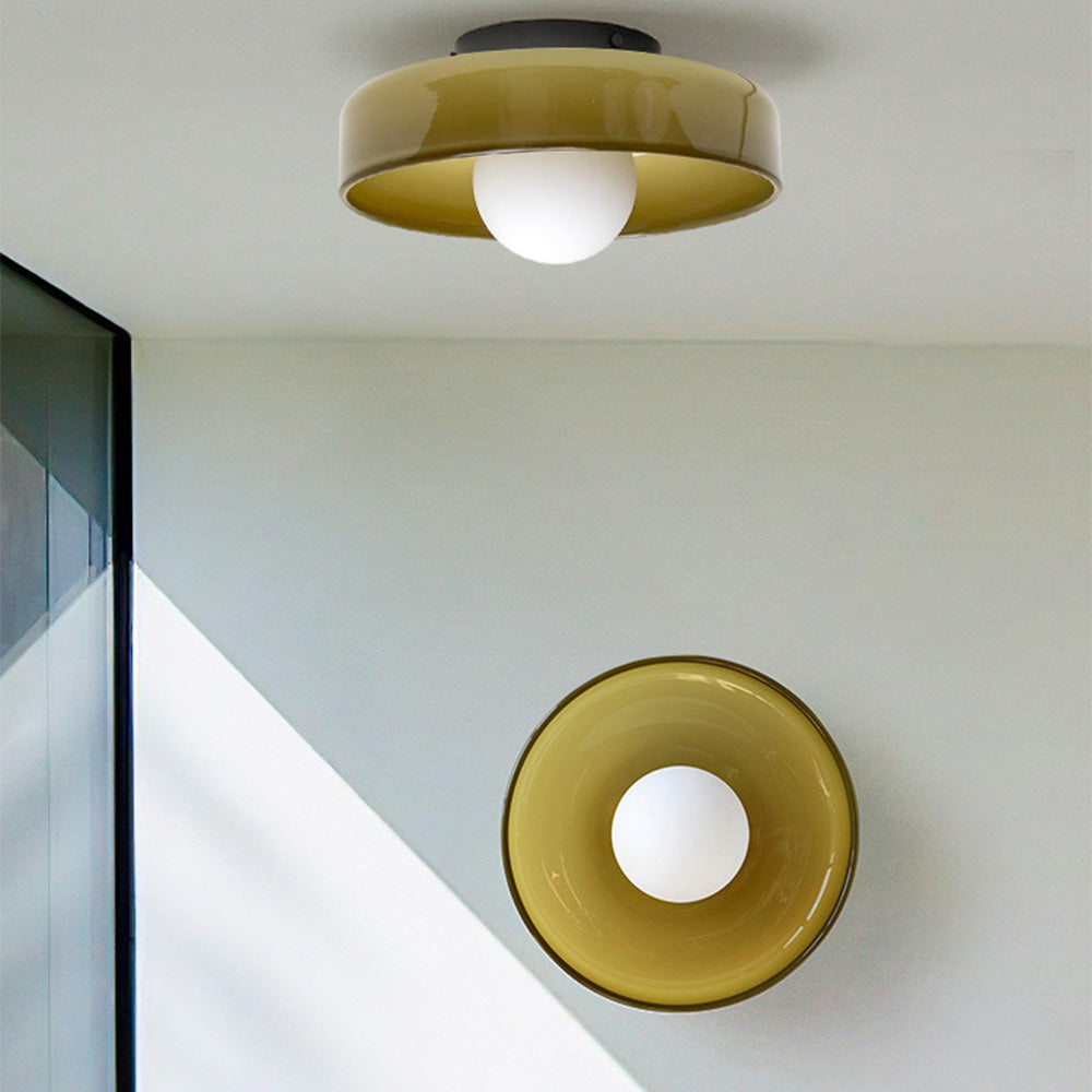 Stylish Glass Ceiling Light - Versatile Metal Frame Fixture - Bedroom & Living Room Lighting - Image 1