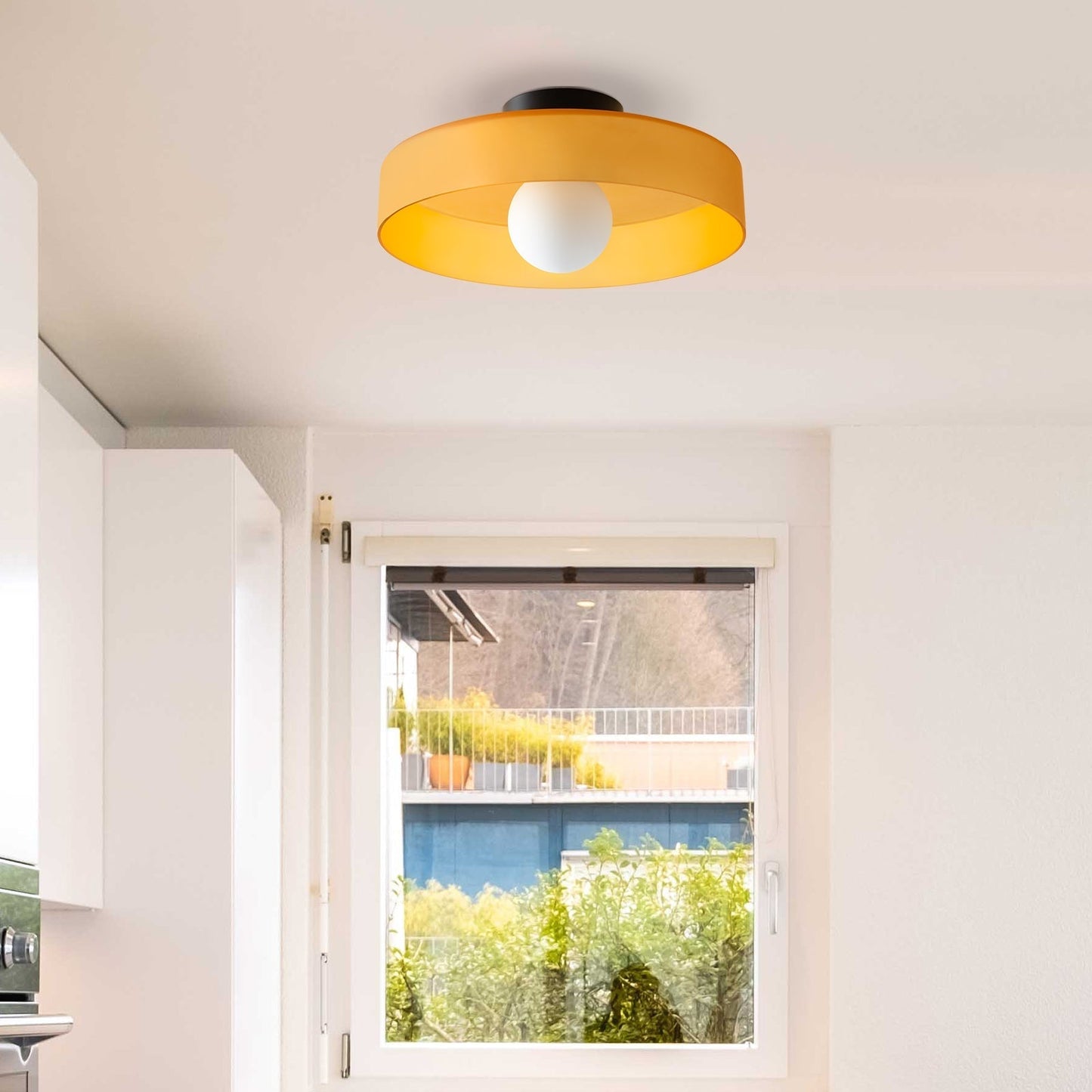 Stylish Glass Ceiling Light - Versatile Metal Frame Fixture - Bedroom & Living Room Lighting - Image 10