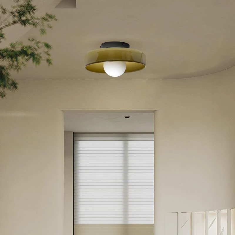 Stylish Glass Ceiling Light - Versatile Metal Frame Fixture - Bedroom & Living Room Lighting - Image 3