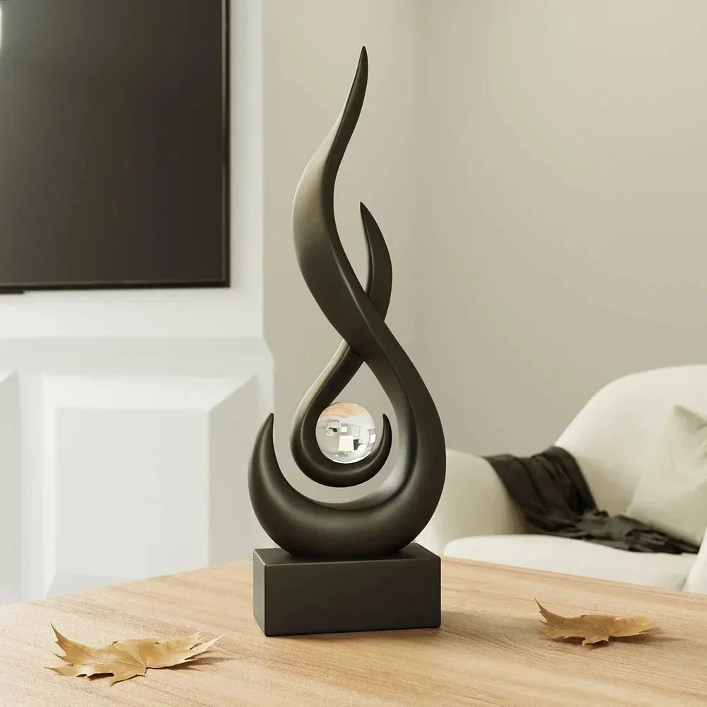 Stylish Sculpture Ornament - Abstract Ceramic Flame Design - Elegant Home Decor - Image 1