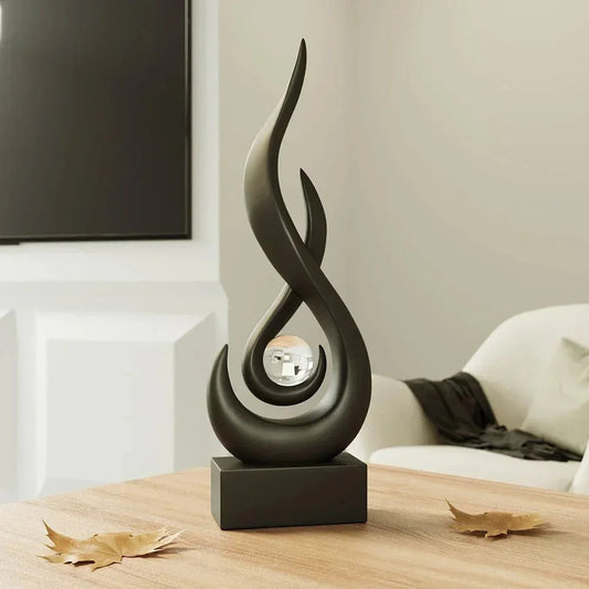 Stylish Sculpture Ornament - Abstract Ceramic Flame Design - Elegant Home Decor - Image 1